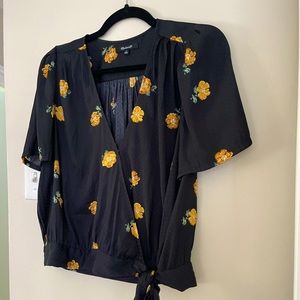 Madewell Bubble-Sleeve Wrap Top Floating Florets